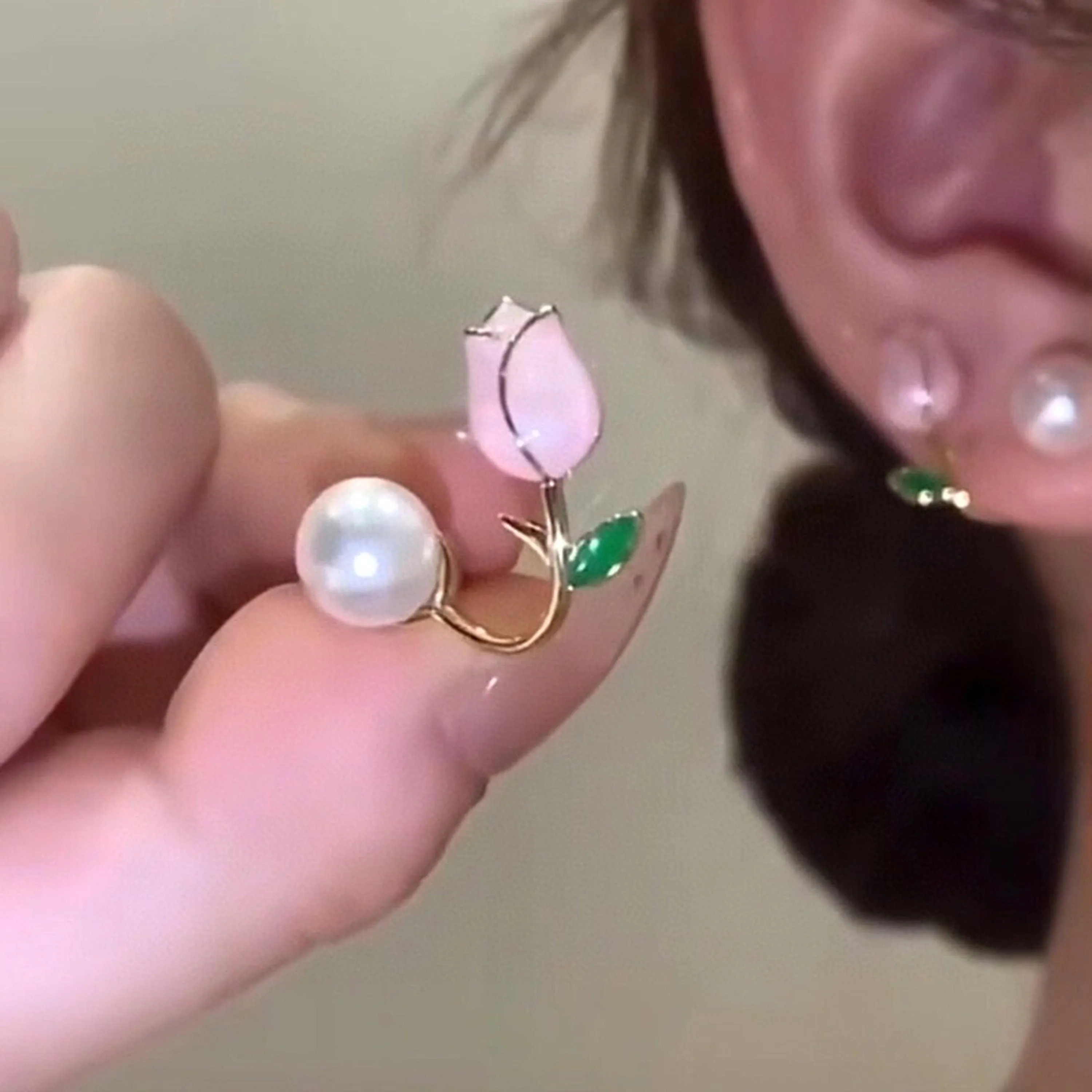 Fairycore Tulip Flower 2 Way Earrings