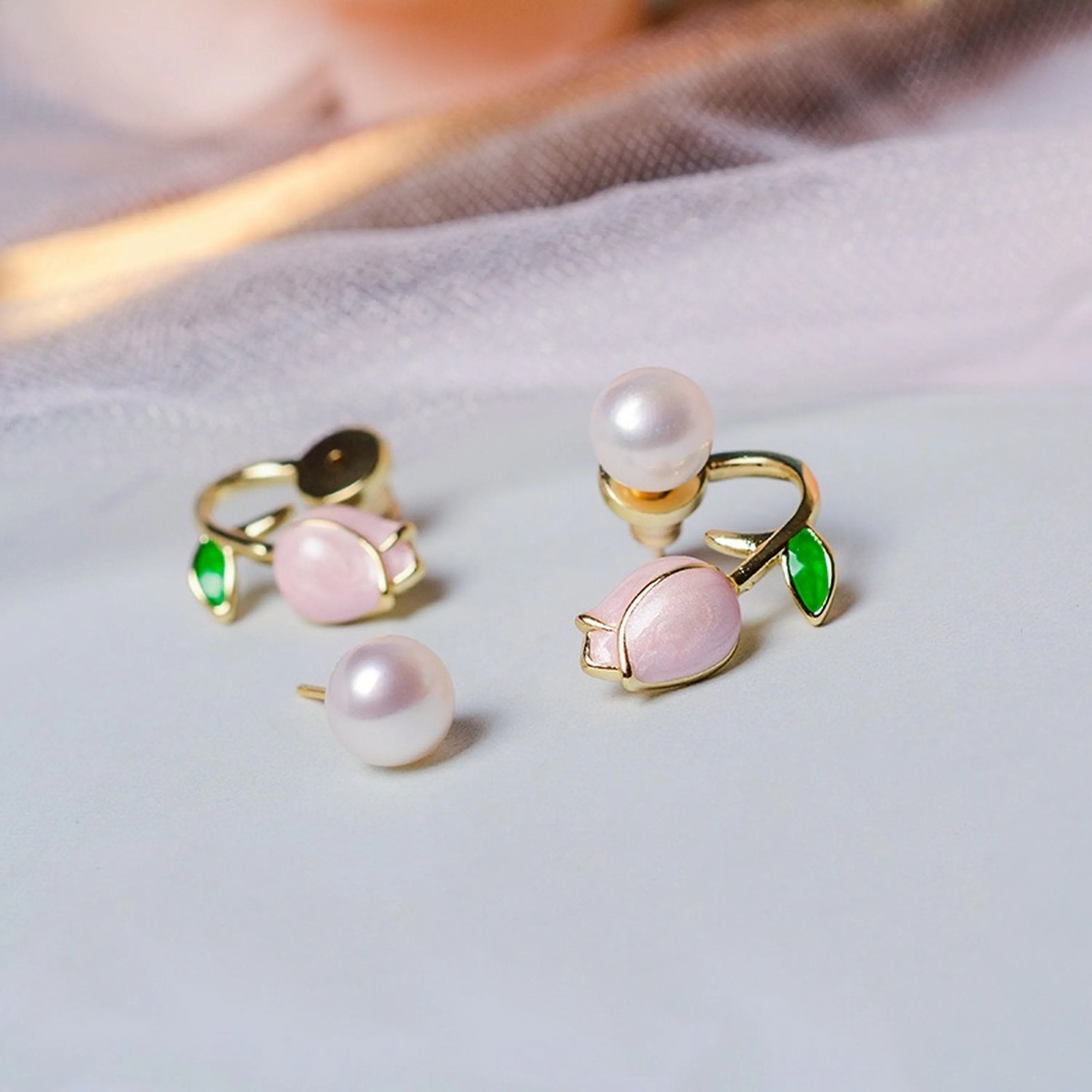 Fairycore Tulip Flower 2 Way Earrings
