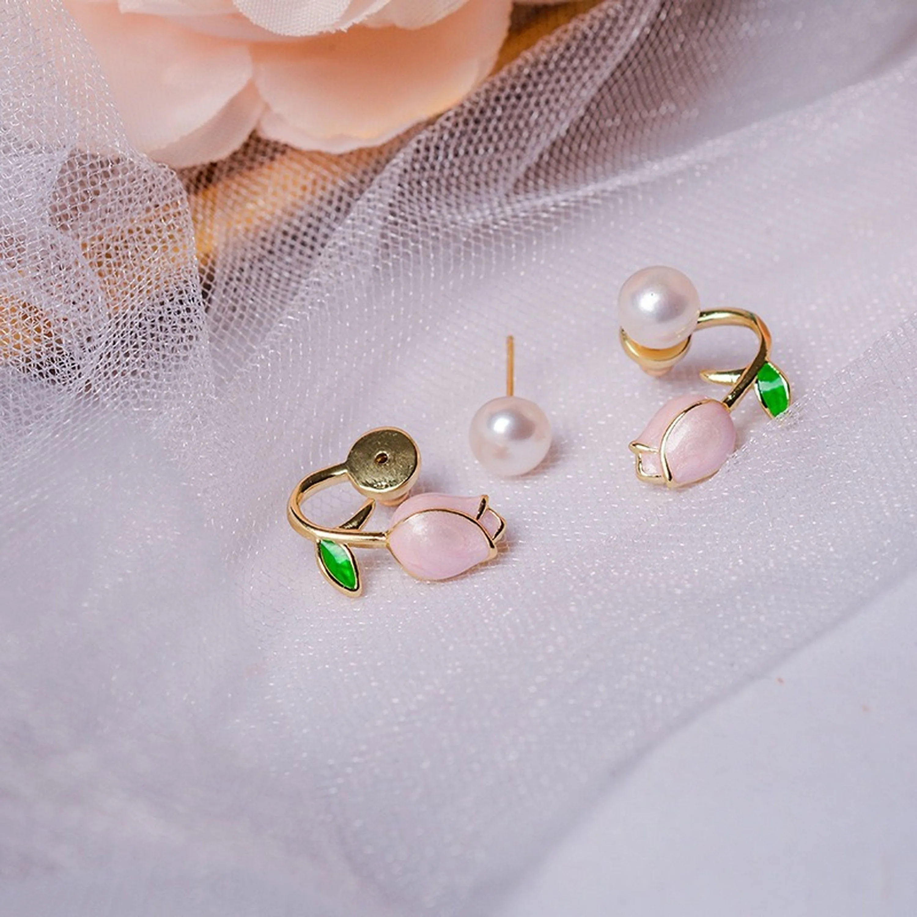 Fairycore Tulip Flower 2 Way Earrings