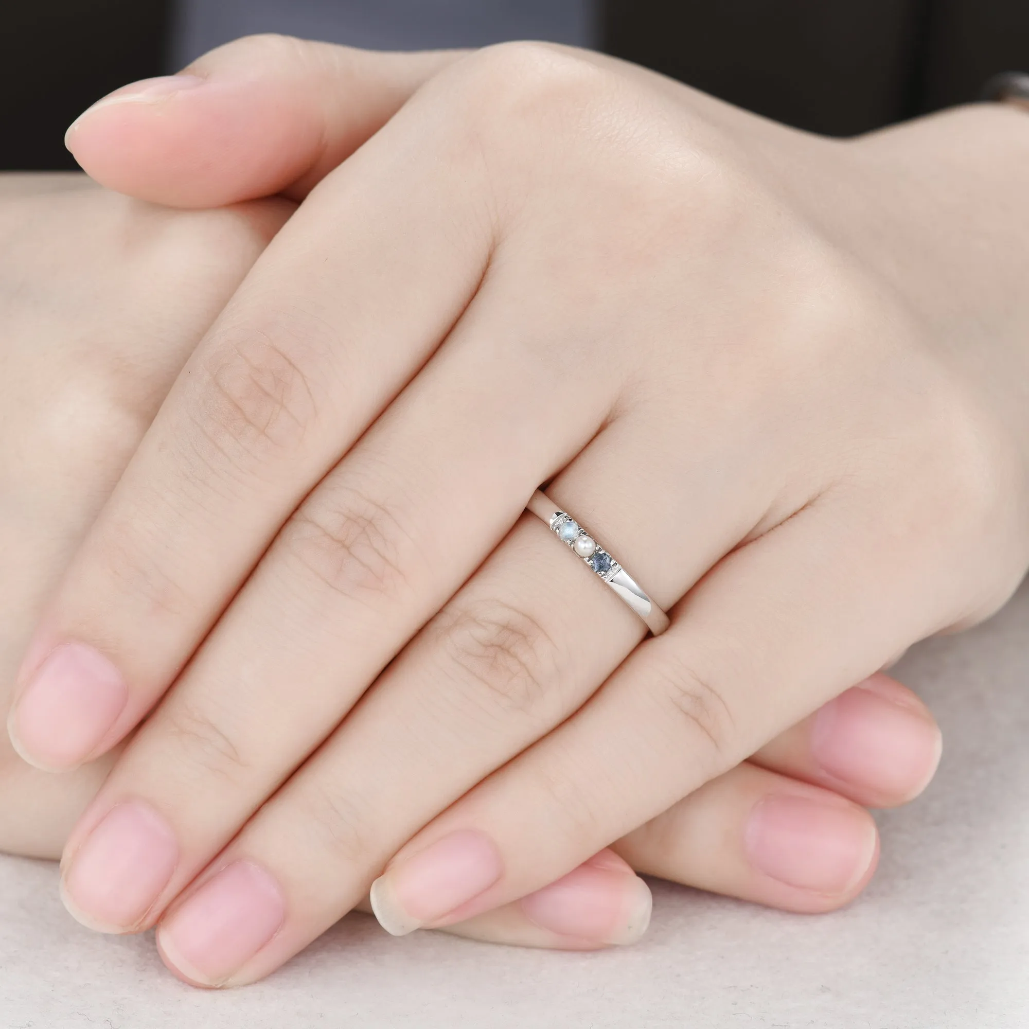 Family Birthstone Ring Personalized 2-5 Birthstones Ring Gifts for Mother Grandma