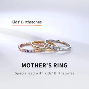 Family Birthstone Ring Personalized 2-5 Birthstones Ring Gifts for Mother Grandma