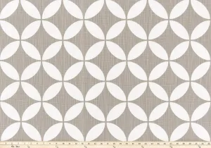 Faux Roman Shade Valance in Geometric Circles of Ecru Beige, Blue or Gray and White Print, Custom Made, 100% Cotton Slub Fabric, Fully Lined