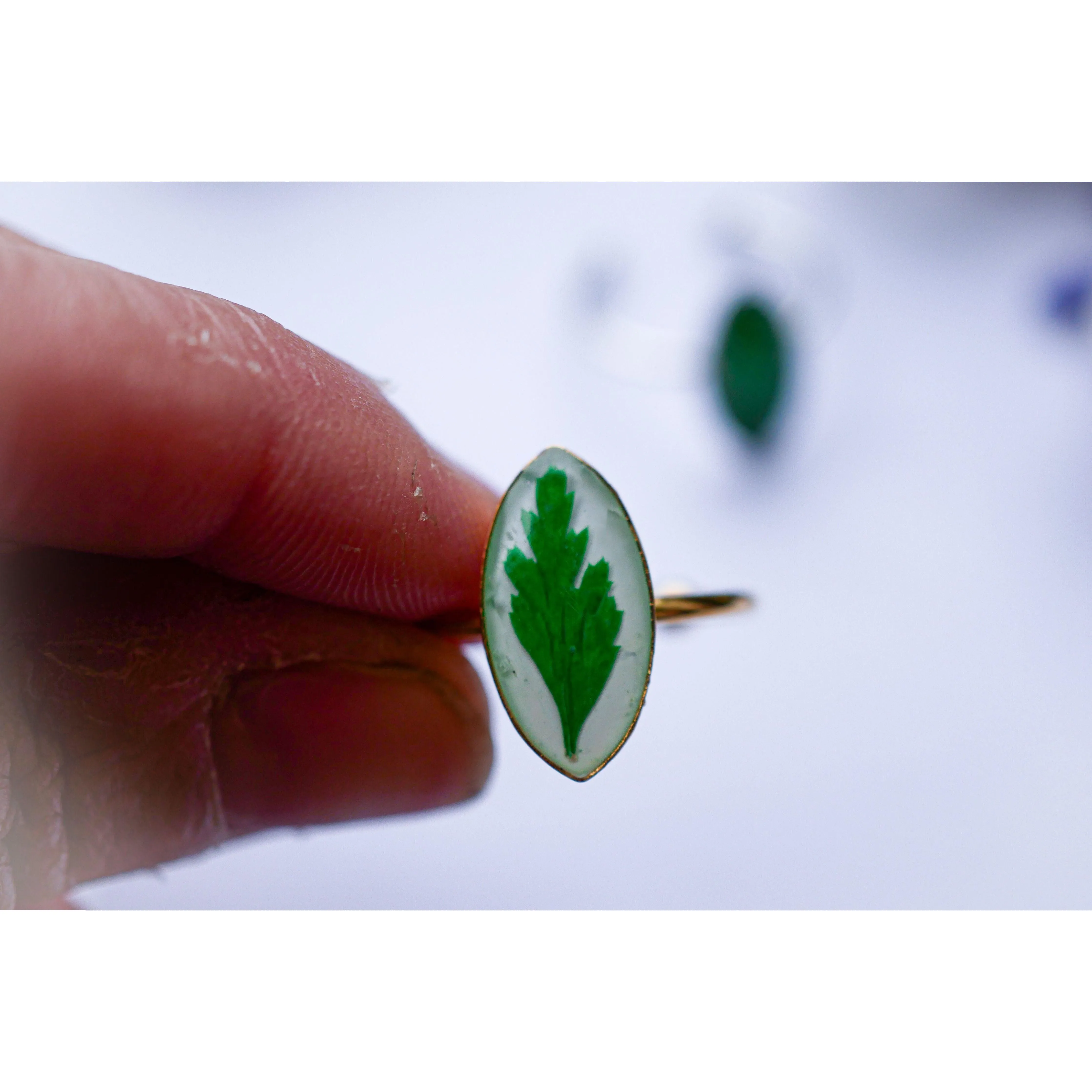 Fern marquise ring