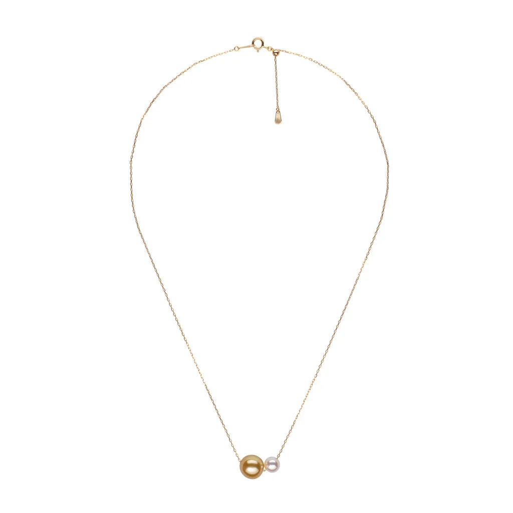 Floating Golden South Sea & Akoya Pearl Pendant
