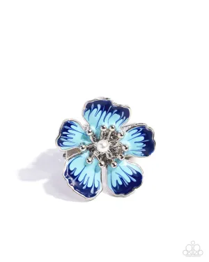 Floral Fit Blue Ring Paparazzi