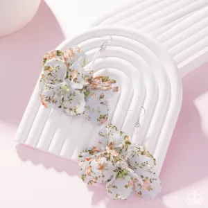 Flourishing Fantasia - Green - Fabric Flower Pearl Paparazzi Fishhook Earrings - 2025 Empower Me Pink Exclusive
