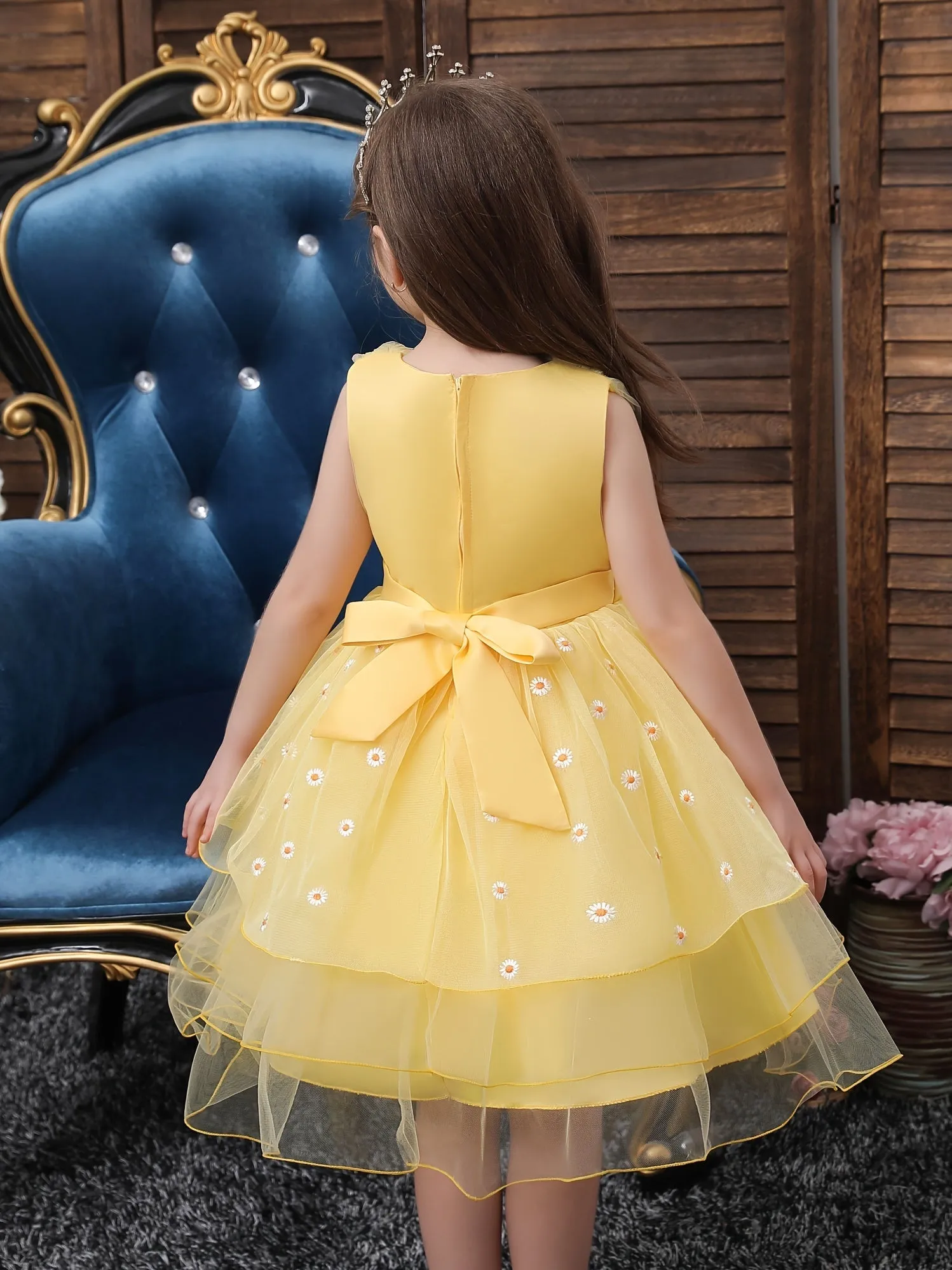 Flower Embroidered Tutu Dress for Baby Girls