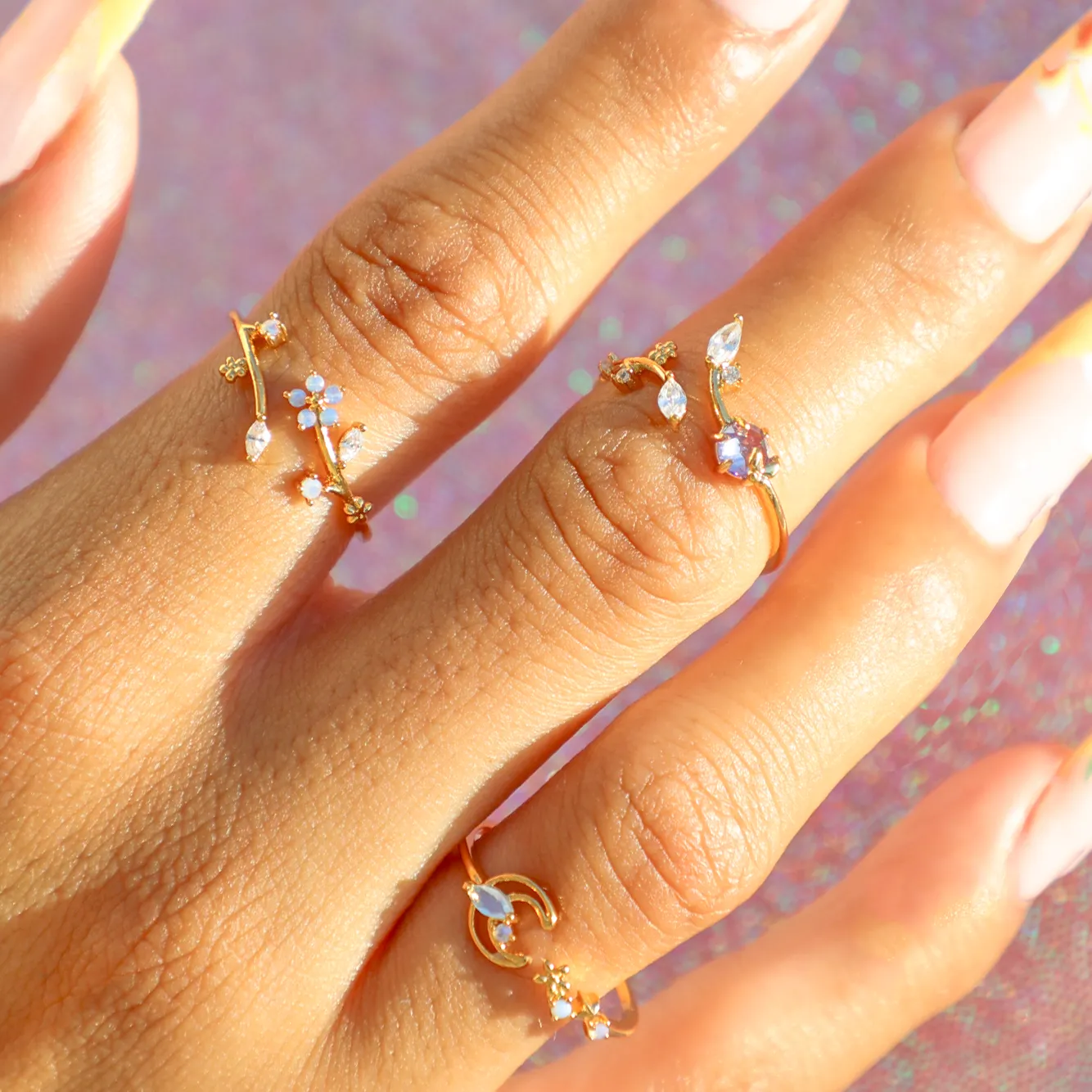 Flower Gem Petal Ring