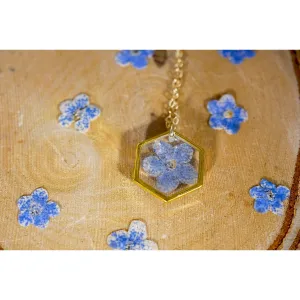Forget me not tiny hexagon necklace