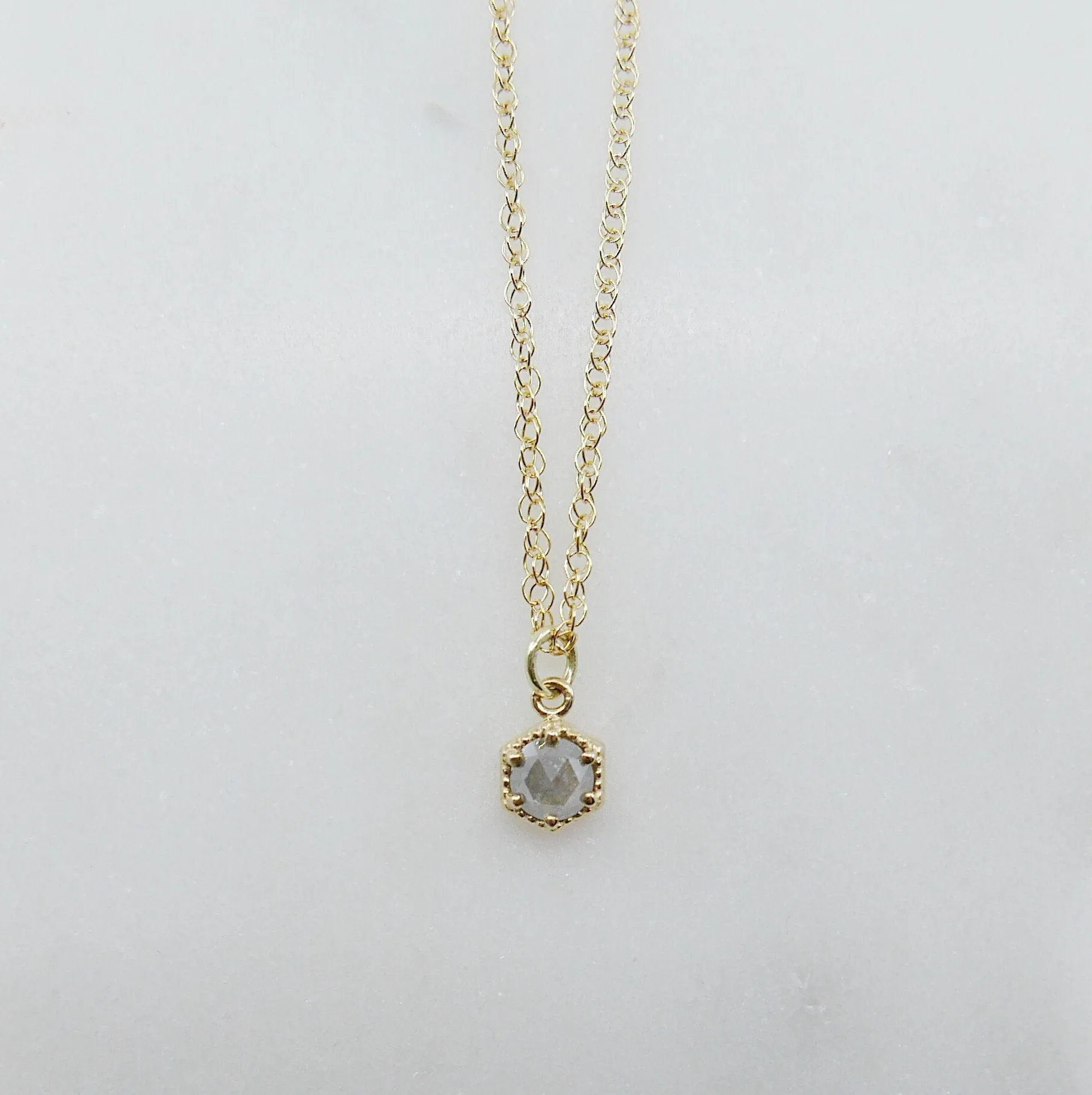 Frame Rose Cut Grey Diamond Necklace