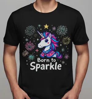 funny fourth of july: Born to Sparkle Unicorn | Classic T-Shirt (Unisex)