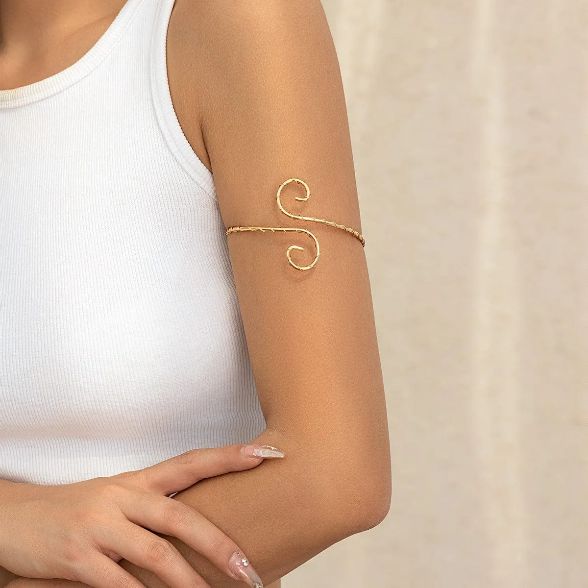 Geometric Gold Silver Plated Thorns Spiral  Arm Cuff