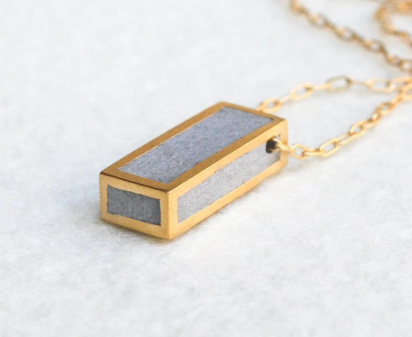Geometric Rectangle Gold Pendant Inspired By Architecture