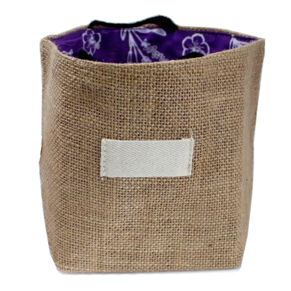 Gift Bag - Natural Jute Cotton - Lavender Lining