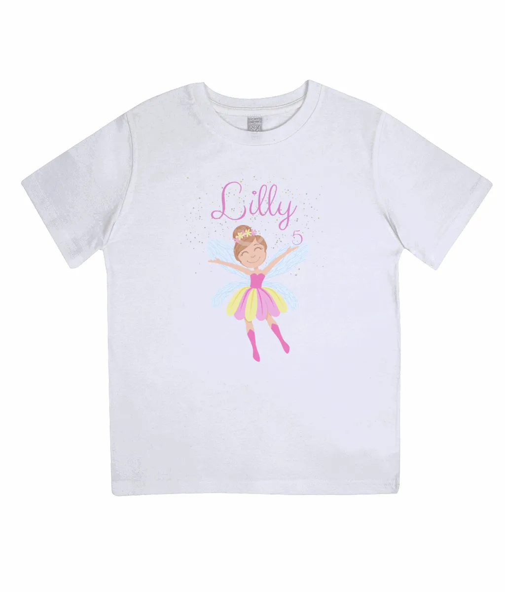 Girls Fairy Princess Personalised Birthday T-shirt