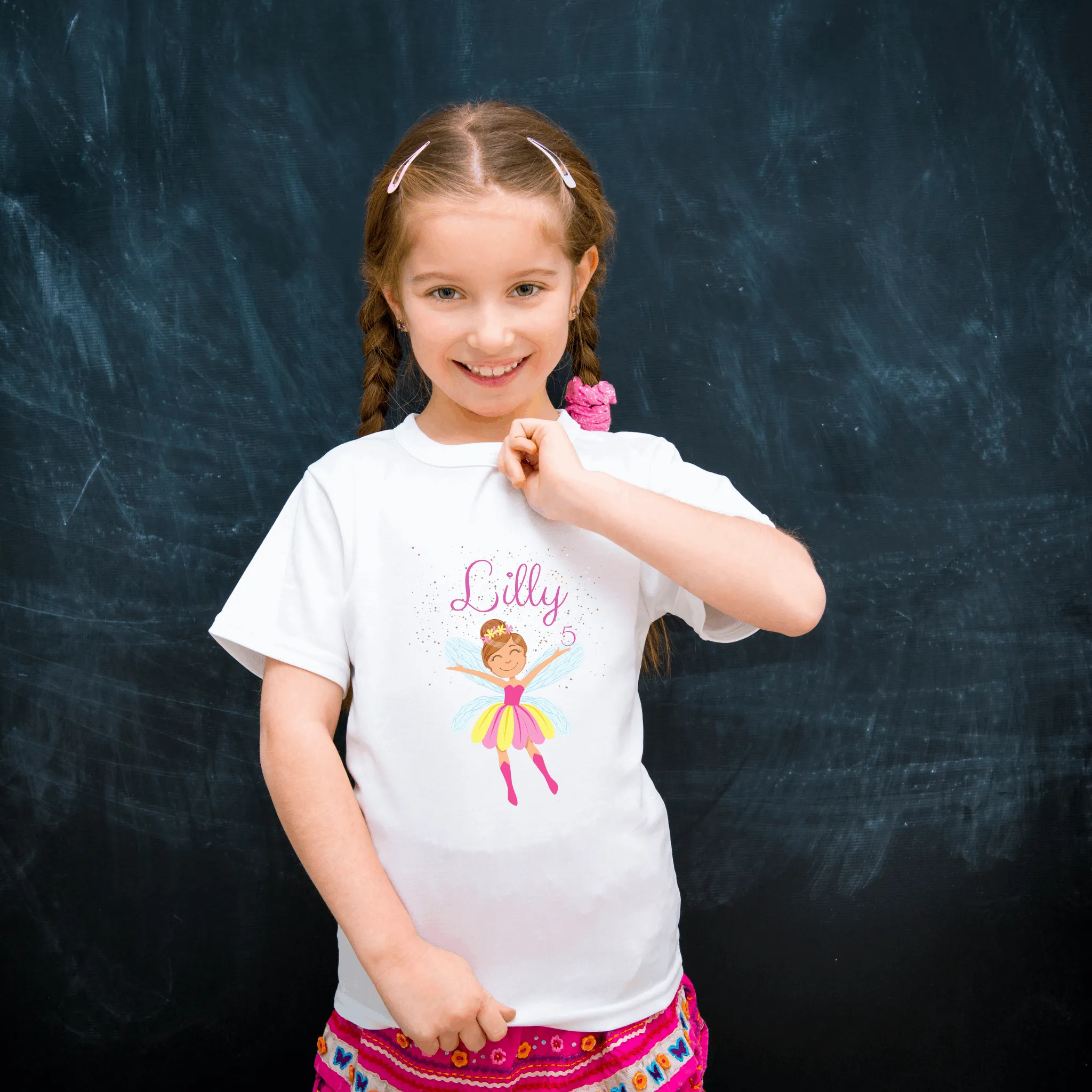 Girls Fairy Princess Personalised Birthday T-shirt