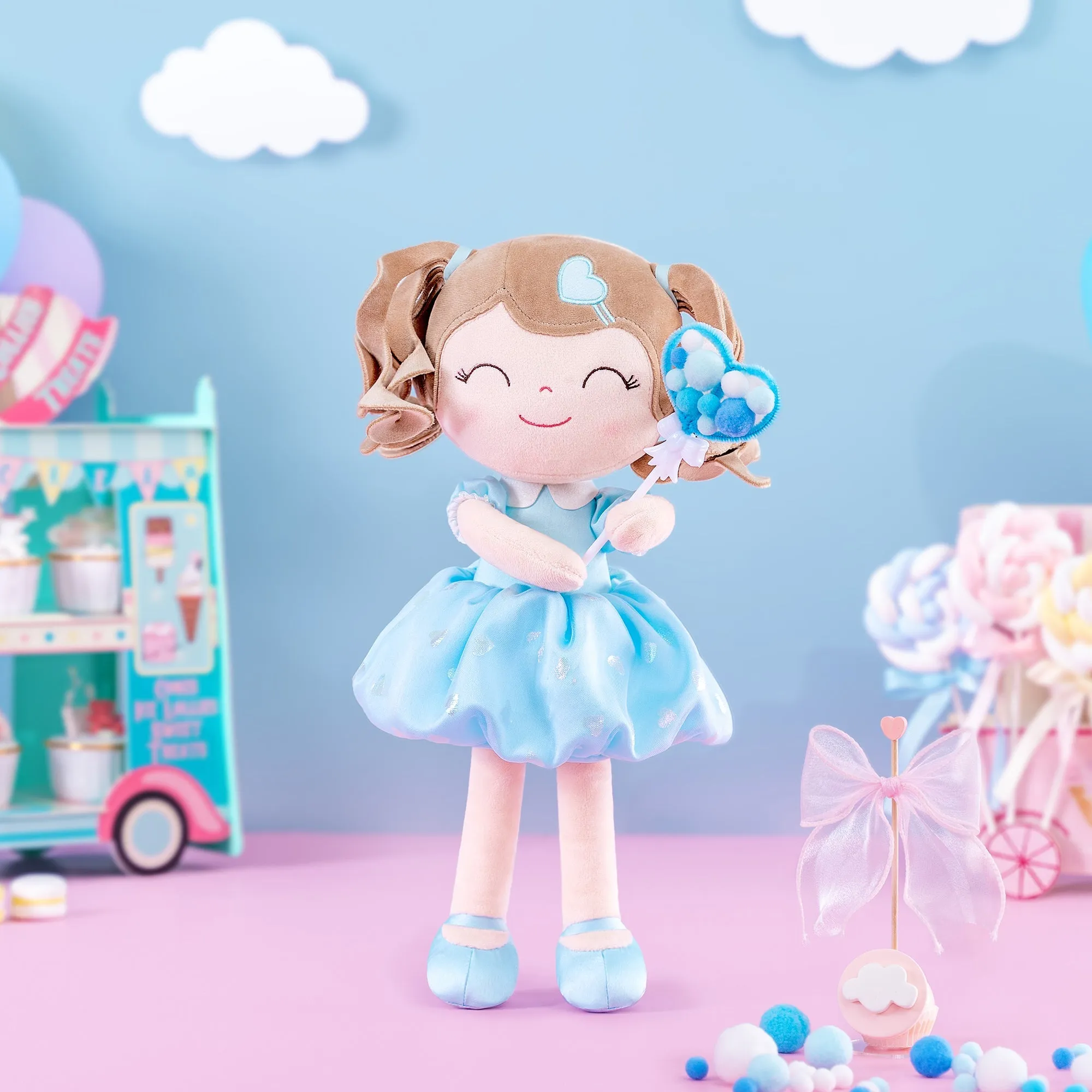 Gloveleya 16-inch Plush Dolls Curly Love Heart Princess Dolls - Blue