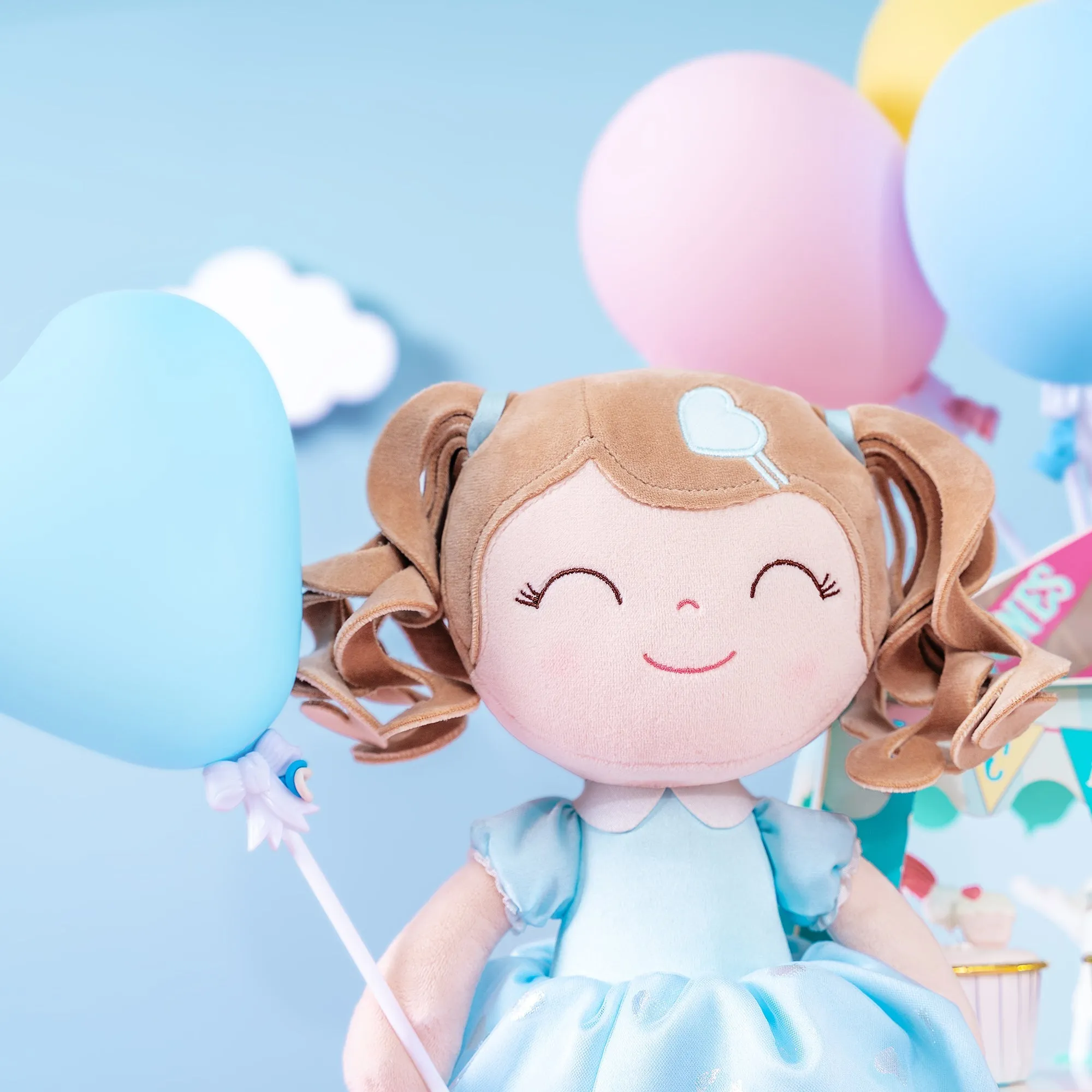 Gloveleya 16-inch Plush Dolls Curly Love Heart Princess Dolls - Blue