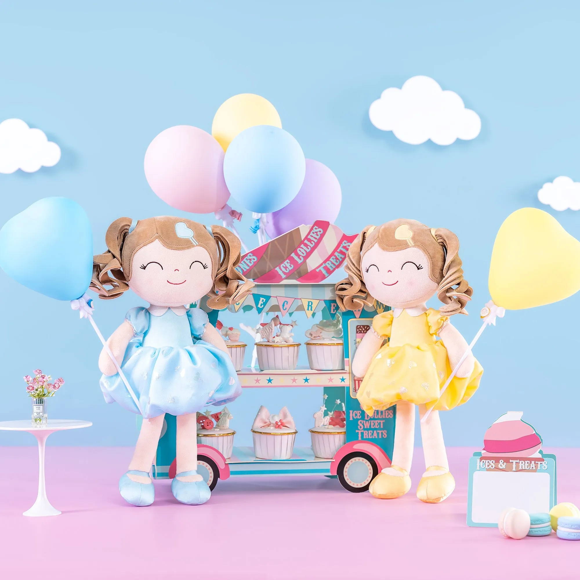 Gloveleya 16-inch Plush Dolls Curly Love Heart Princess Dolls - Blue