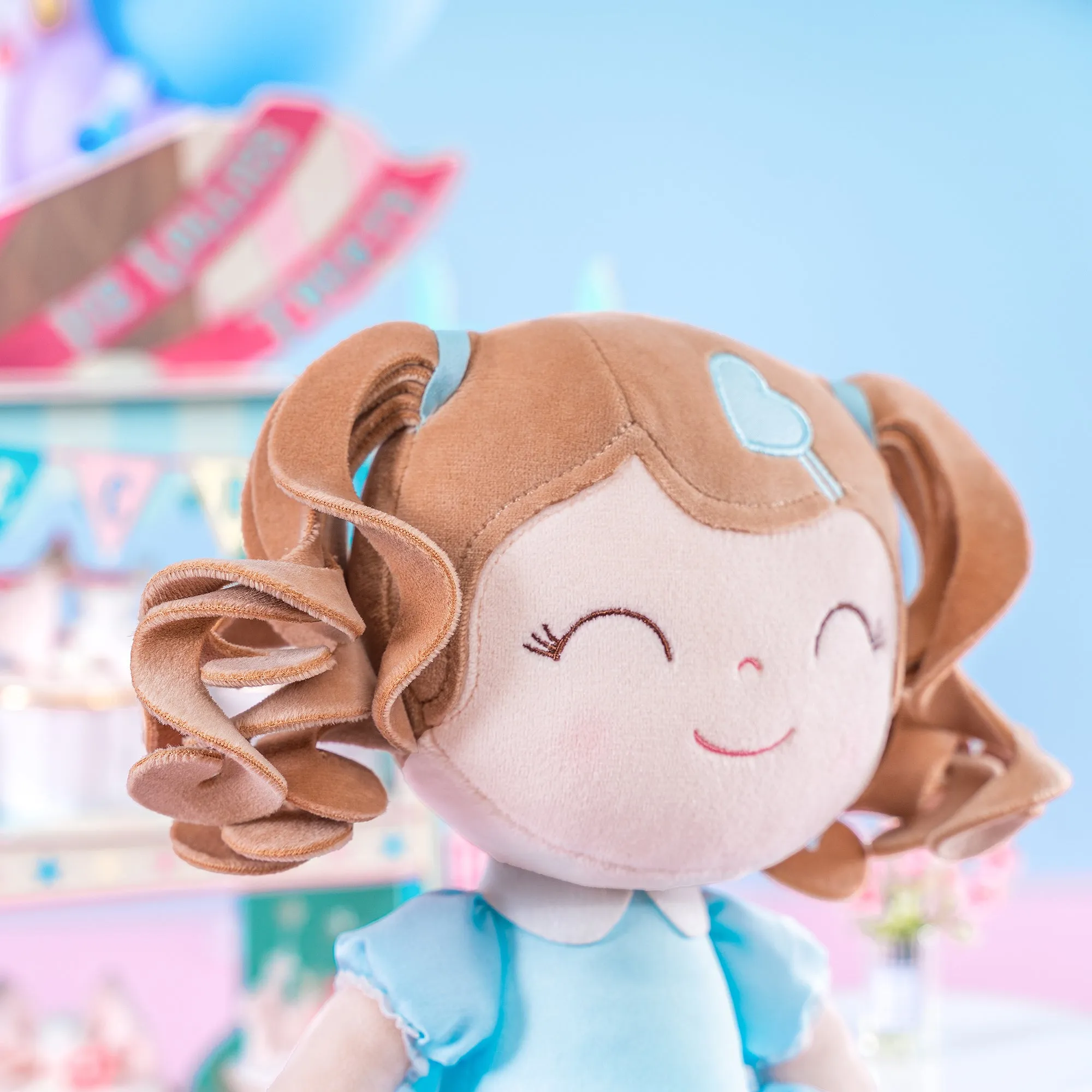 Gloveleya 16-inch Plush Dolls Curly Love Heart Princess Dolls - Blue