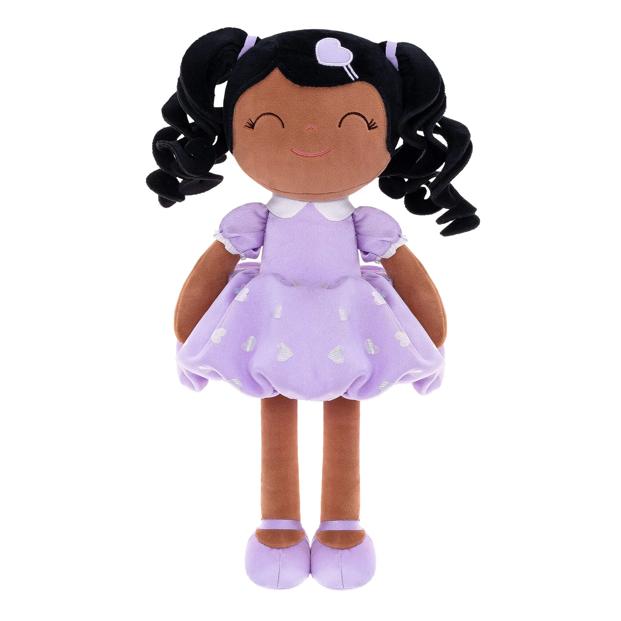 Gloveleya 16-inch Plush Dolls Curly Love Heart Princess Dolls - Tanned Purple