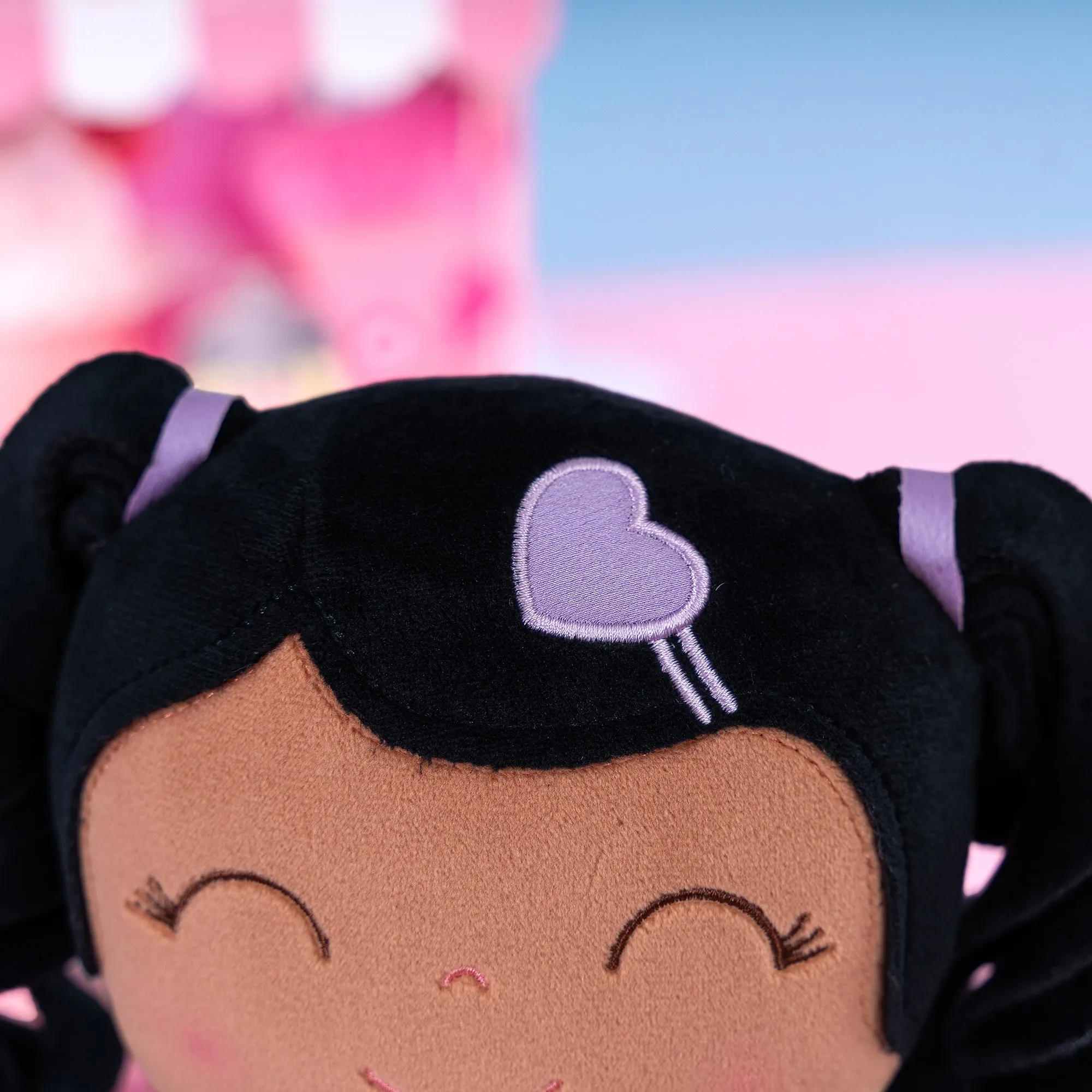 Gloveleya 16-inch Plush Dolls Curly Love Heart Princess Dolls - Tanned Purple
