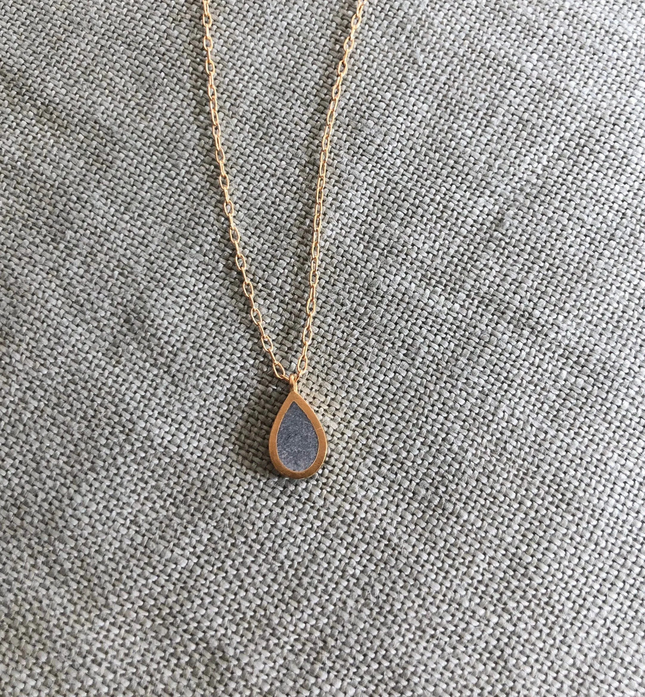 Gold & Concrete Teardrop Necklace