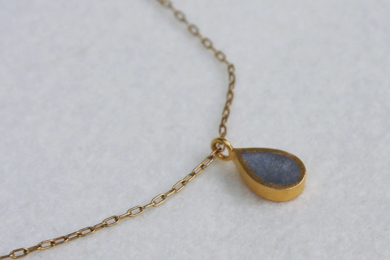 Gold & Concrete Teardrop Necklace