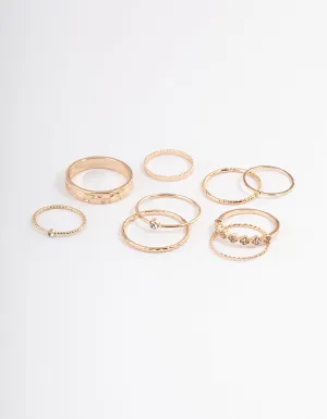 Gold Dainty Flower Ring Pack
