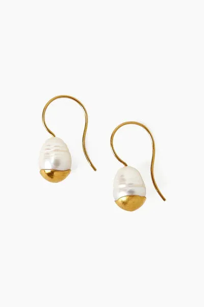 GOLD DIPPED PEARL DROP EARRINGS