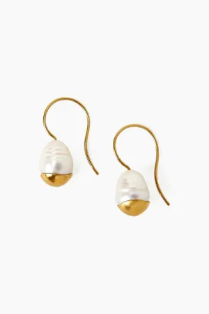 GOLD DIPPED PEARL DROP EARRINGS