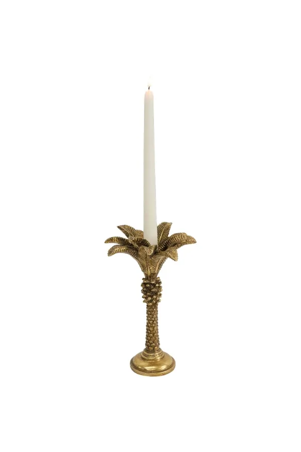 Gold Large Queen Palm Candle Holder