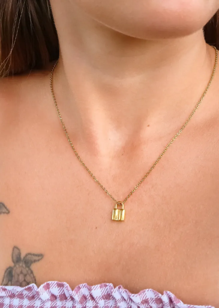 Gold Lock Necklace