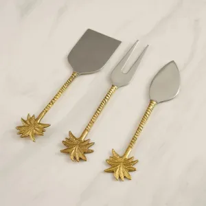 Gold Palm Trees Cheese Knives - Set of 3
