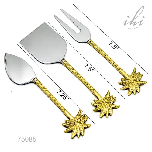 Gold Palm Trees Cheese Knives - Set of 3