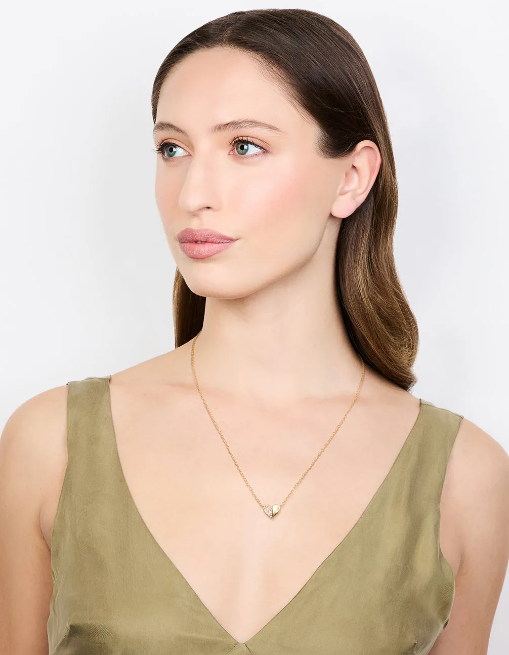 Gold Plated Sterling Silver Cubic Zirconia Mini Heart Necklace