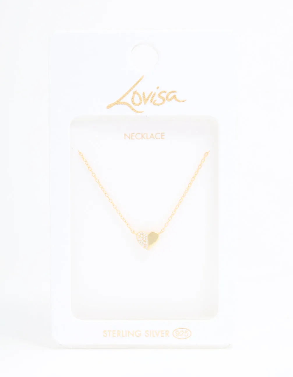 Gold Plated Sterling Silver Cubic Zirconia Mini Heart Necklace