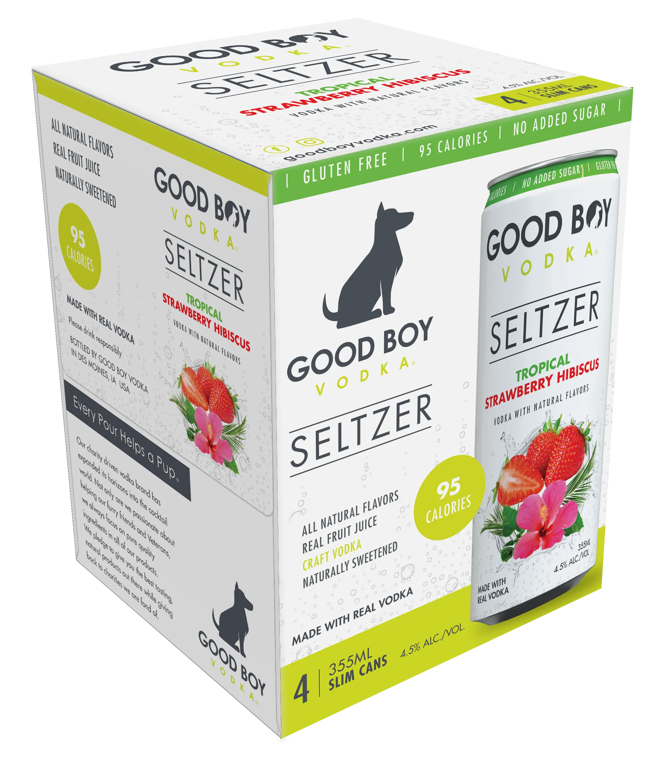 Good Boy Vodka Cocktail - Tropical Strawberry Hibiscus 4pk