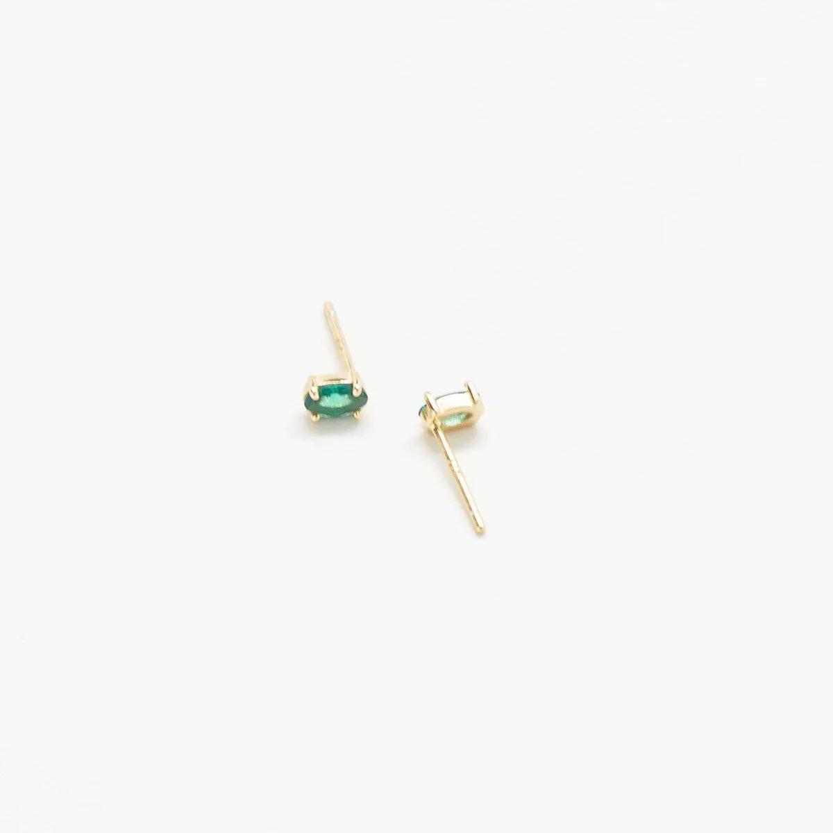 Green CZ Oval Stud Earrings
