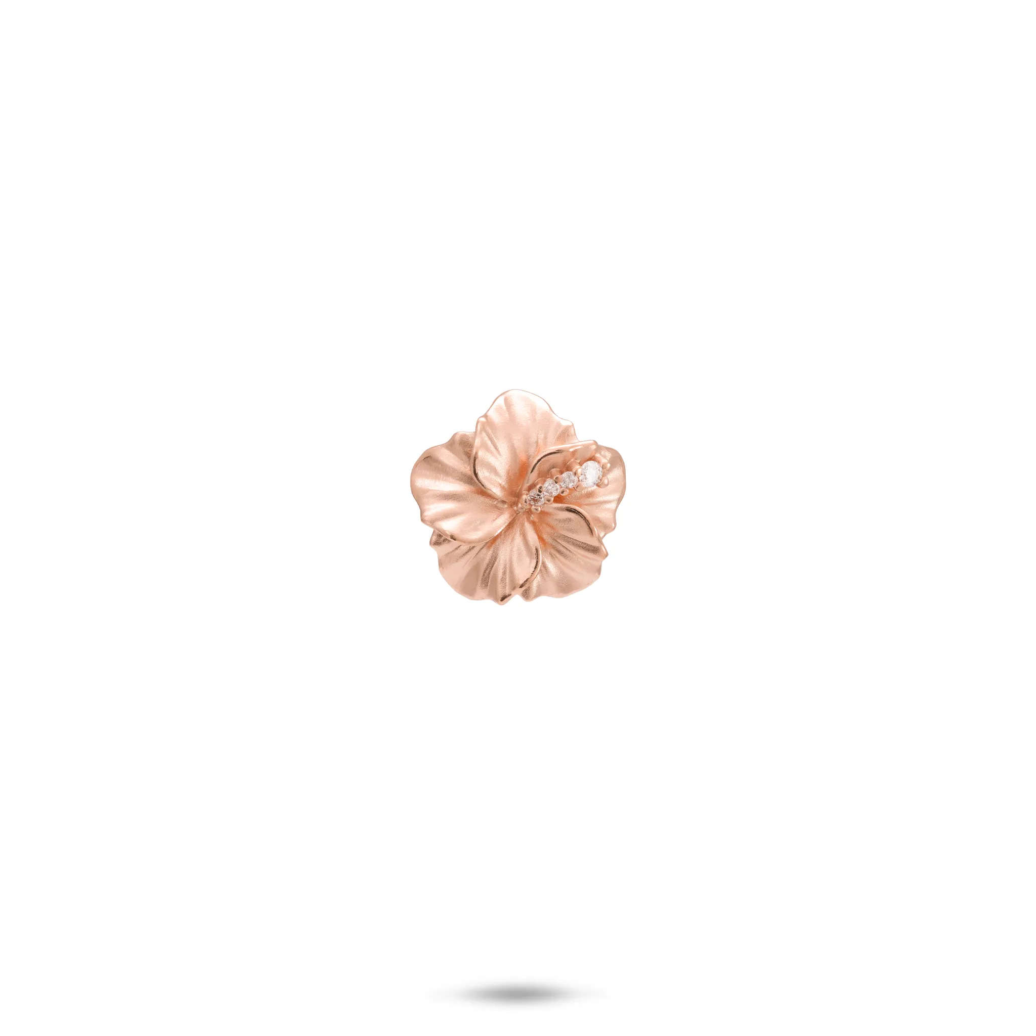 Hawaiian Gardens Hibiscus Pendant in Rose Gold with Diamonds - 11mm