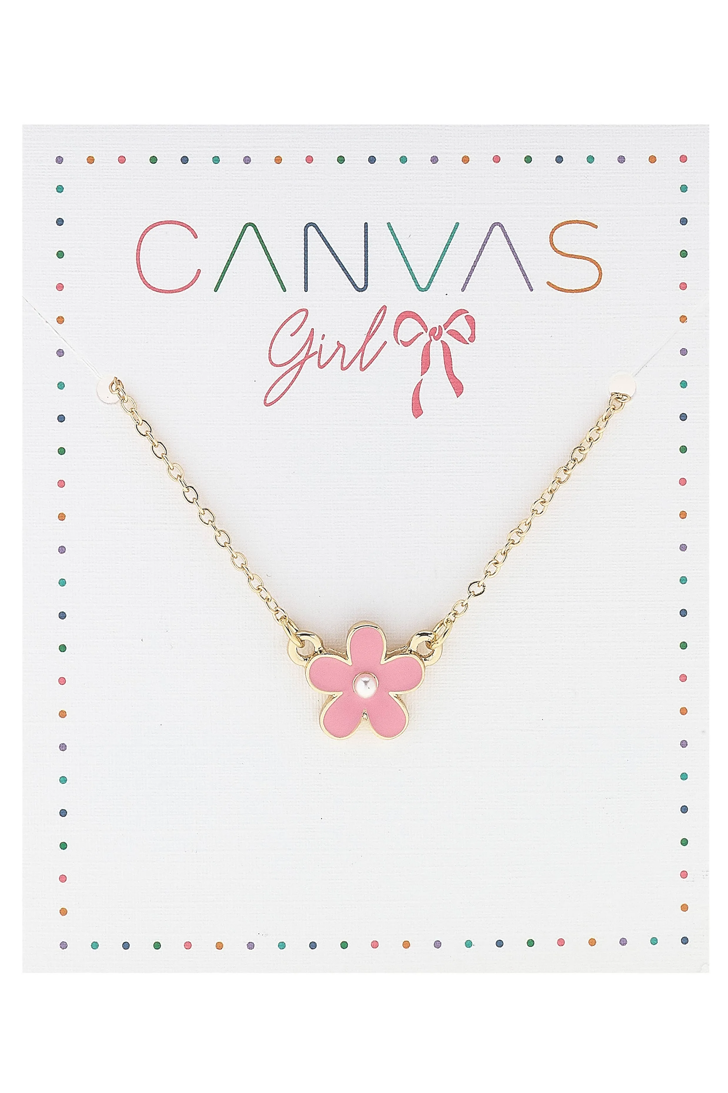 Hazel Enamel Flower Children's Necklace in Light Pink