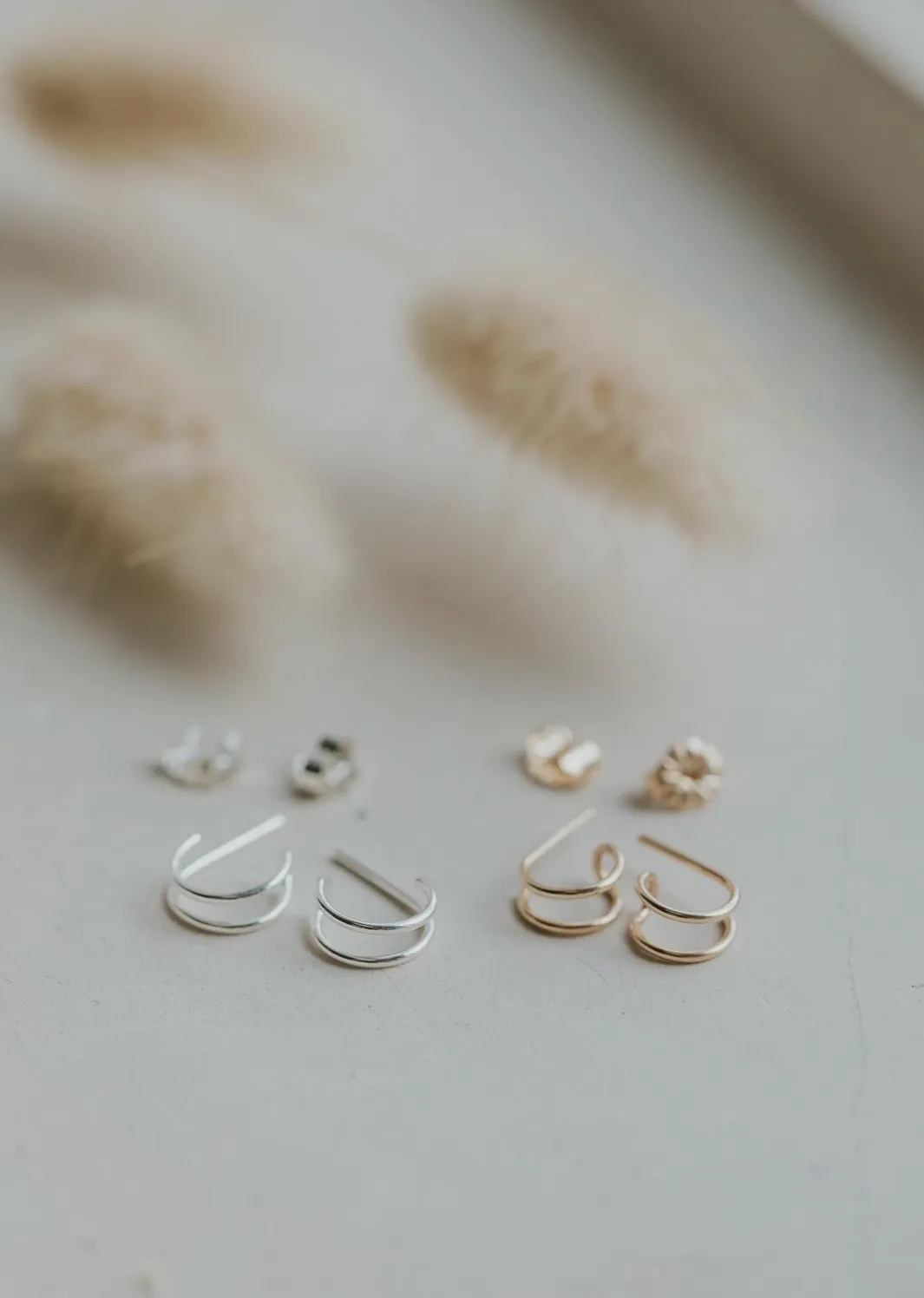 hello adorn double up posts | 14kt gold fill   sterling silver