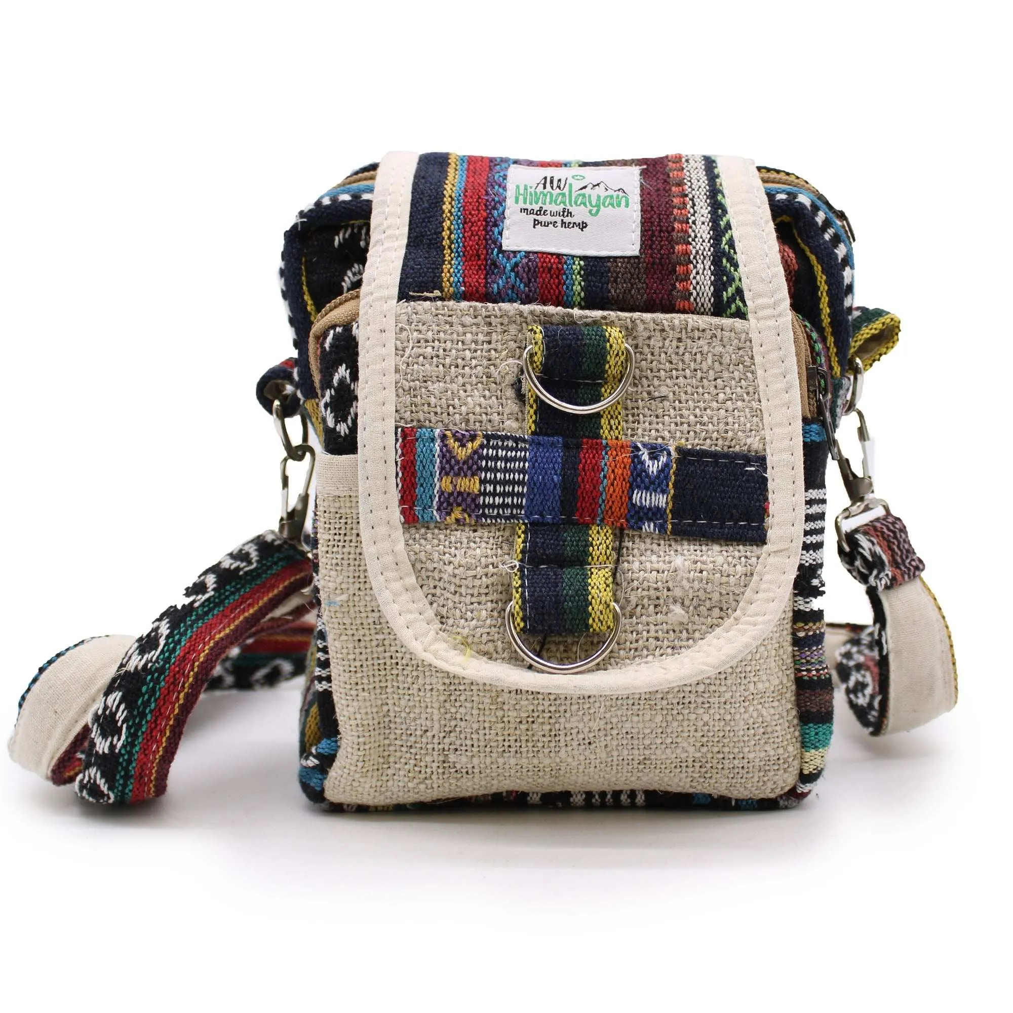Hemp Bag - Body-Cross Natural Hemp & Jhari Travel Bag
