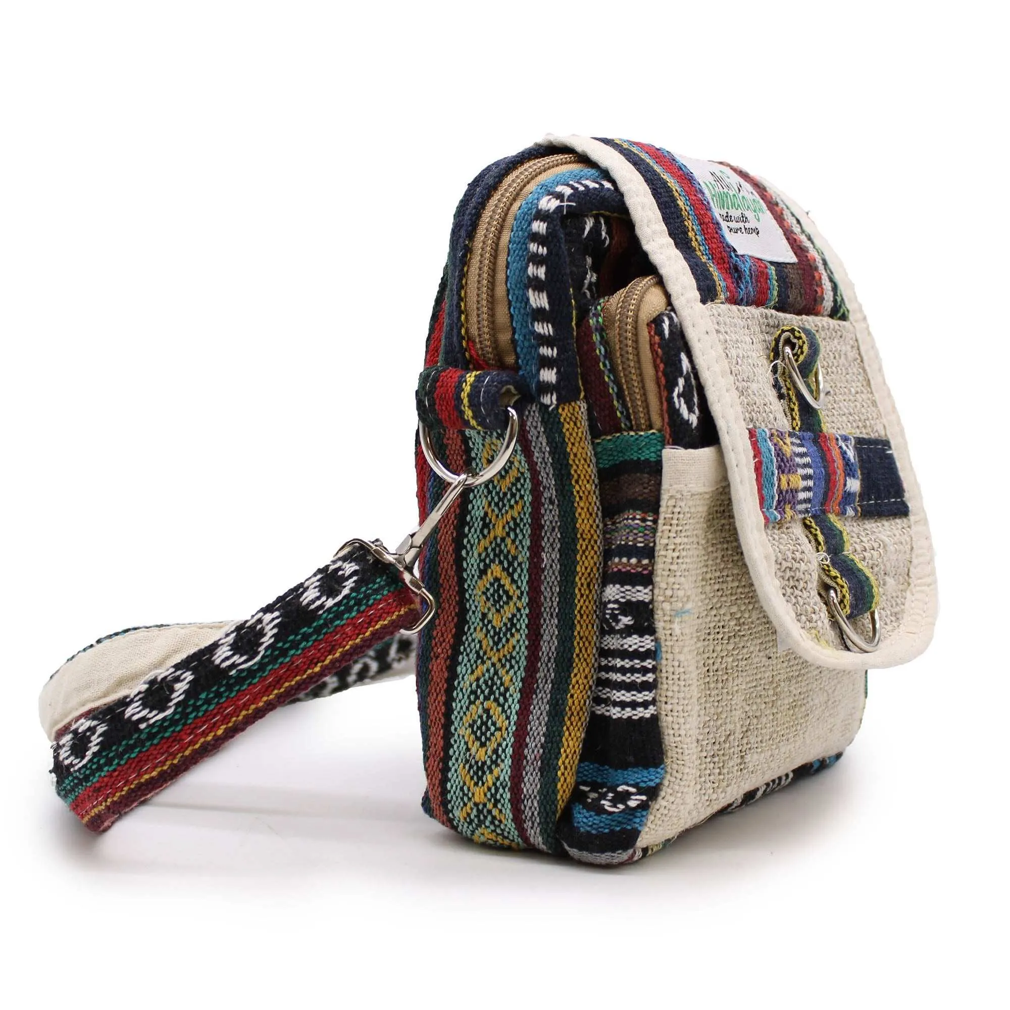 Hemp Bag - Body-Cross Natural Hemp & Jhari Travel Bag