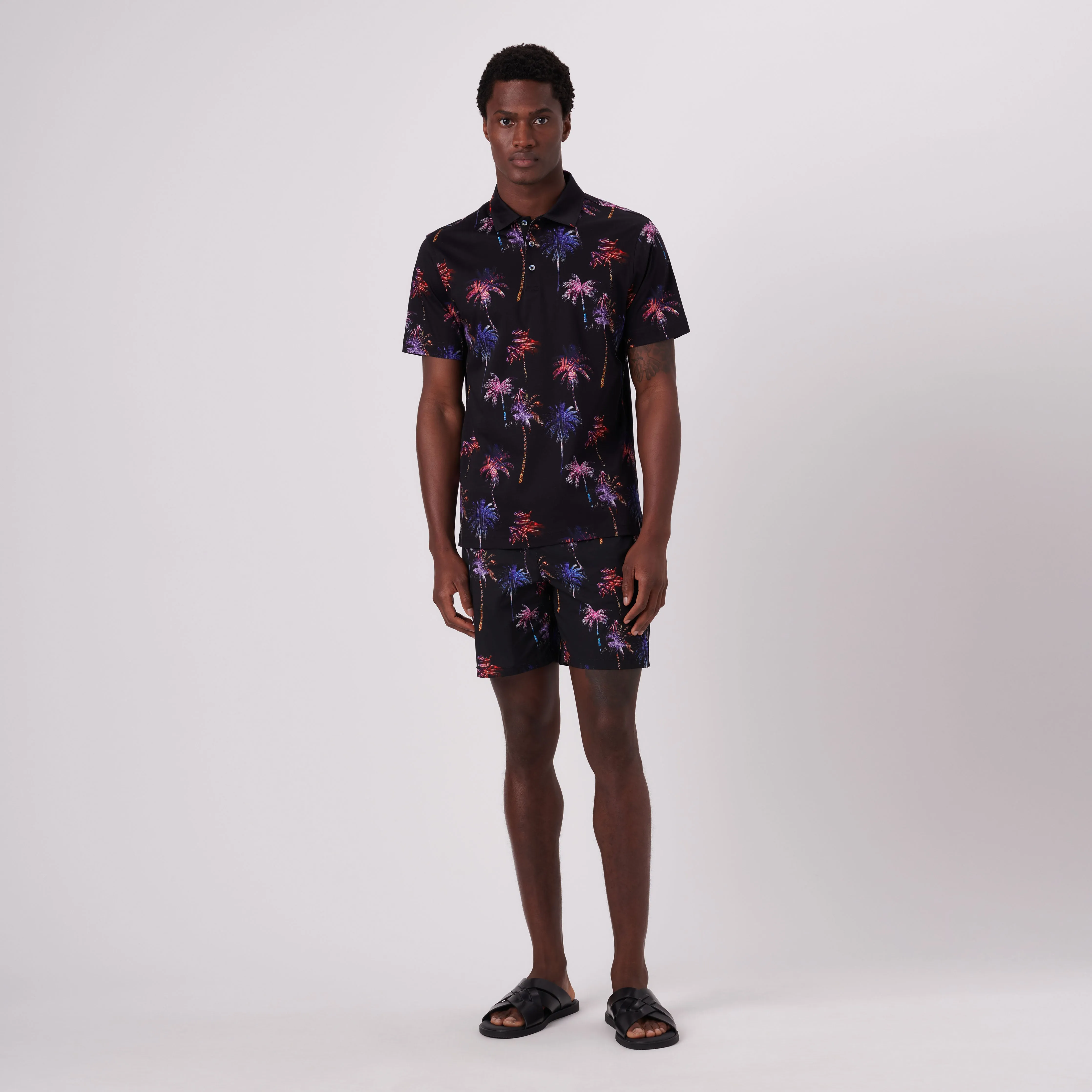 Hendrix Palm Trees Print Polo Shirt