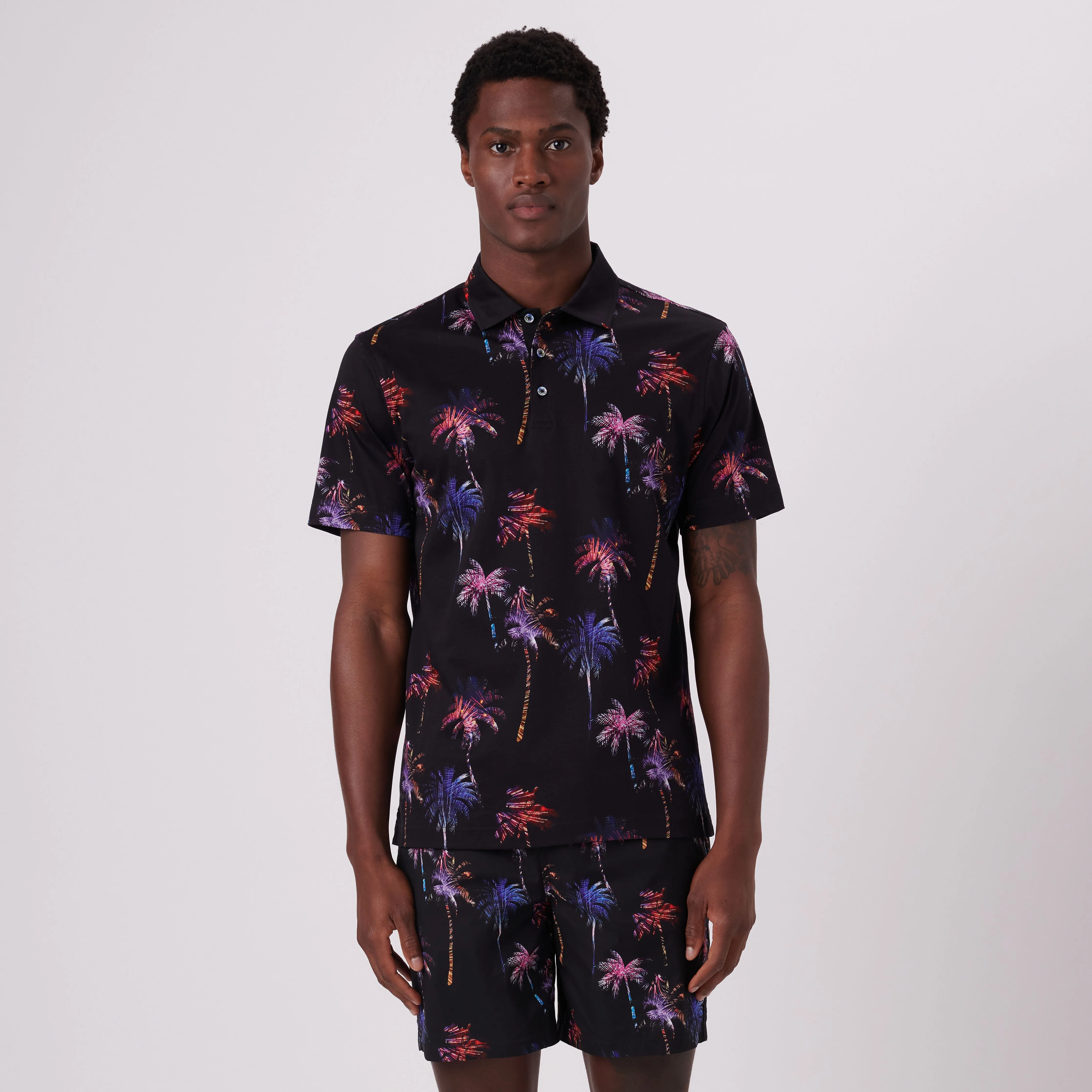 Hendrix Palm Trees Print Polo Shirt