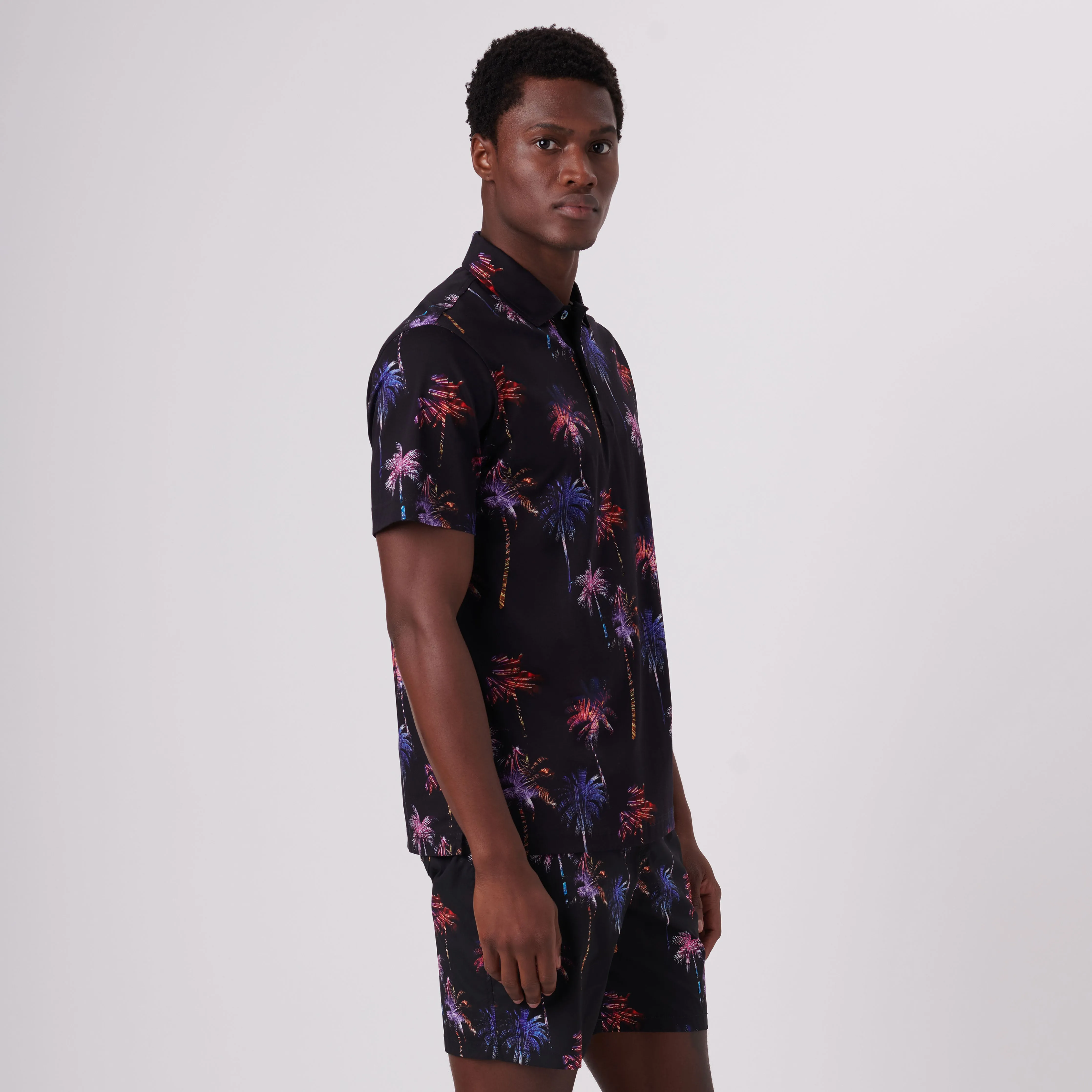 Hendrix Palm Trees Print Polo Shirt