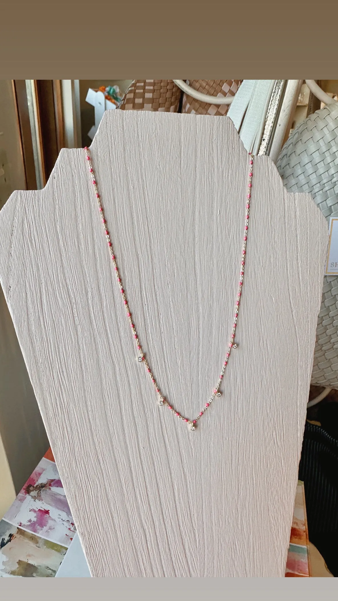 Hot Pink Crystal Necklace