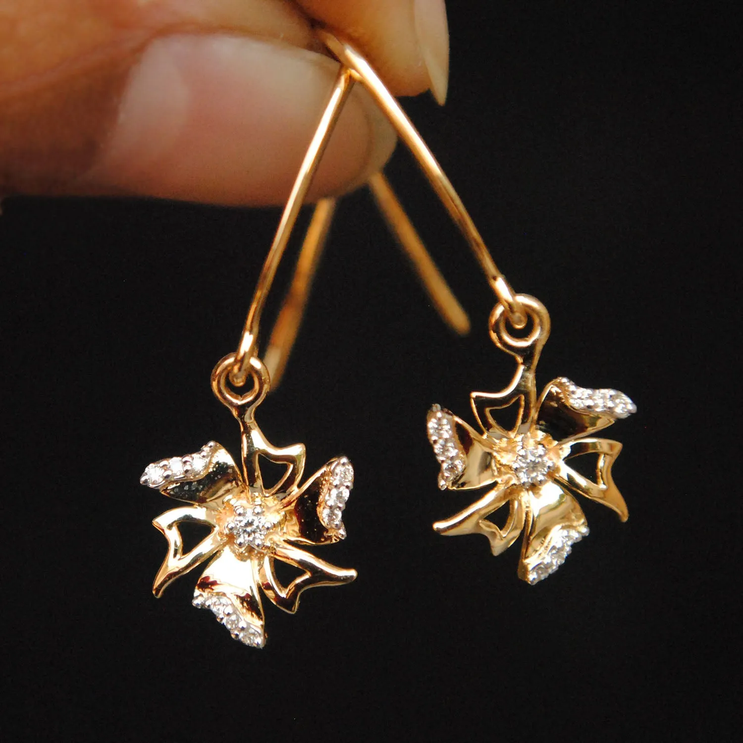 Indian Flower Prajakt Dangle Huggie Earrings
