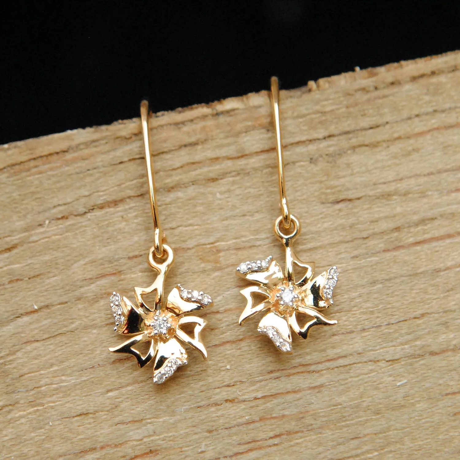 Indian Flower Prajakt Dangle Huggie Earrings